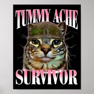 Katze mit Bauchschmerzen Überlebender Meme Lustige Poster