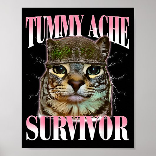 Katze mit Bauchschmerzen Überlebender Meme Lustige Poster (Vorne)
