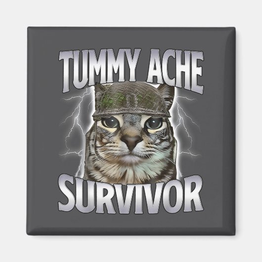 Katze mit Bauchweh-Überlebender Meme Lustiger Spru Magnet (Vorne)