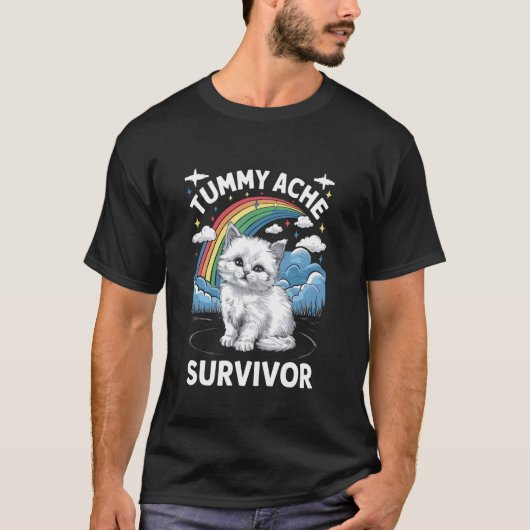 Katze mit Bauchweh-Überlebender T-Shirt (Vorderseite)