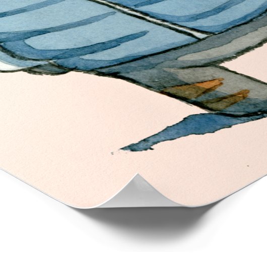 Katze mit Beanie und Down Vest Wasserfarbe Poster (Ecke)