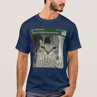 Katze mit Bewegungs-Meme-Jungen beringt T-Shirt