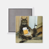 Katze mit Bier Magnet (Vorderseite/Rückseite)