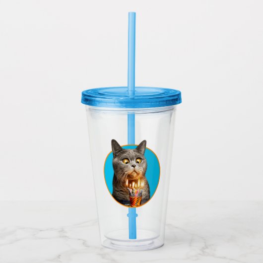 Katze mit Birthday-Schuhglas Acryltrinkbecher (Vorderseite)