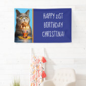 Katze mit Birthday-Schuhglas Banner (Insitu)
