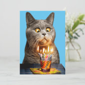 Katze mit Birthday-Schuhglas Einladung (Stehend Vorderseite)