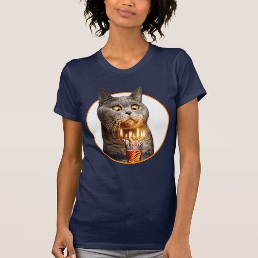Katze mit Birthday-Schuhglas T-Shirt (Vorderseite)