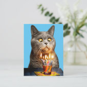 Katze mit Birthday-Shotglas Einladungspostkarte (Stehend Vorderseite)