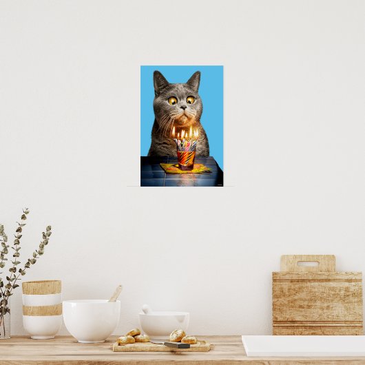 Katze mit Birthday-Shotglas Poster (Küche)