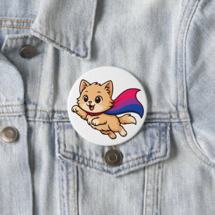 Katze mit Bisexueller Stolz-Cape – Süßes Bi-Design Button