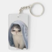 Katze mit Blanket-Schlüsselanhänger Schlüsselanhänger (Rückseite)