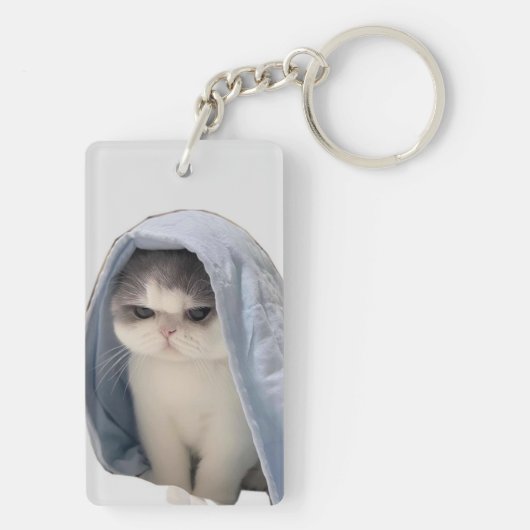 Katze mit Blanket-Schlüsselanhänger Schlüsselanhänger (Rückseite)