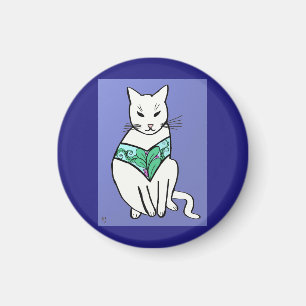 Katze mit Blatt-Entwurf Magnet