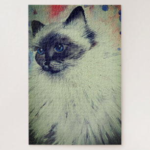 Katze mit blauem Auge Jigsaw Puzzle Ich Liebe mein