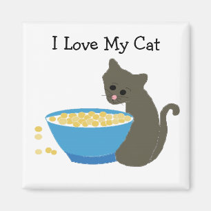 Katze mit blauem Futterschüssel Magnet
