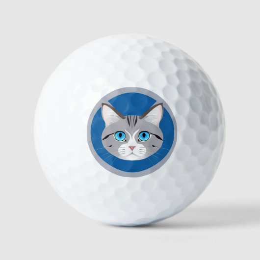 Katze mit blauen Augen Golfball (Vorderseite)