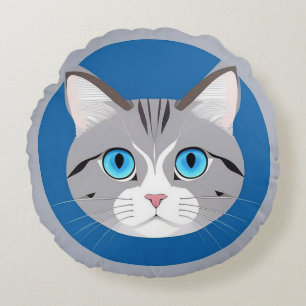 Katze mit blauen Augen Rundes Kissen