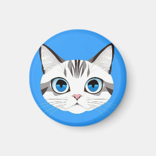 Katze mit blauen Augen über einem hellblauen Hinte Magnet