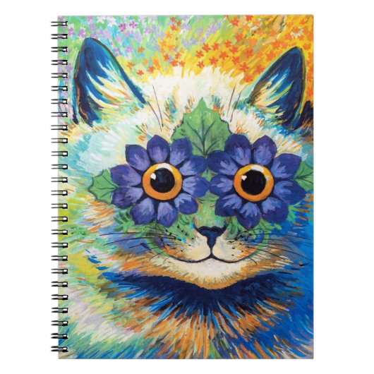 Katze mit Blume Augen | Louis Wain Notizblock (Vorderseite)