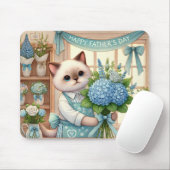 Katze mit Blume für Vatertagsgeschenk Mousepad (Mit Mouse)