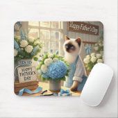 Katze mit Blume für Vatertagsgeschenk Mousepad (Mit Mouse)