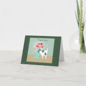 Katze mit Blume im Boot Whimsical Quirky Cat Art Dankeskarte (Vorderseite)