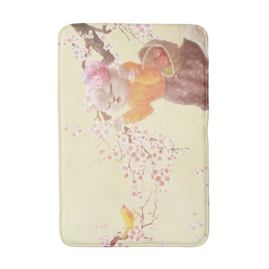 Katze mit Blume-Körbe singen Badematte (Vorderseite Vertikal)