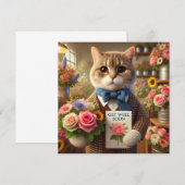 Katze mit Blume mit Get well Balon Card (Vorne/Hinten)