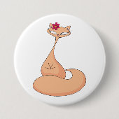 Katze mit Blume Niedlich Kawaii Kitty Button (Vorderseite)