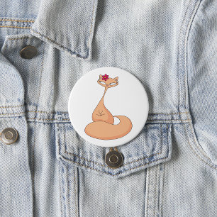 Katze mit Blume Niedlich Kawaii Kitty Button