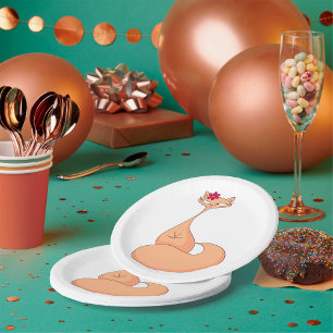 Katze mit Blume Niedlich Kawaii Kitty Pappteller