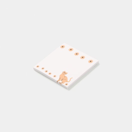 Katze mit Blume Post-it Klebezettel (angewinkelt)