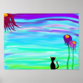 Katze mit Blume Poster (Vorne)