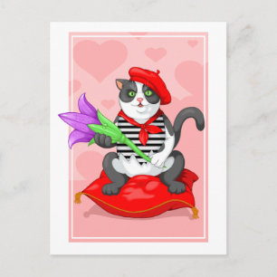 Katze mit Blume Postkarte