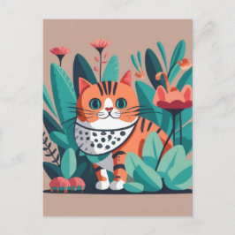 Katze mit Blume Postkarte