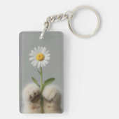 Katze mit Blume Schlüsselanhänger (Rückseite)