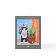 Katze mit Blume und Kaffee Niedlich Cat Mütter Tag