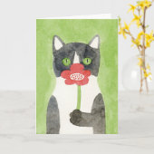 Katze mit Blumen-Anmerkungs-Karte Karte (Gelbe Blume)