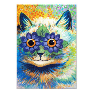 Katze mit Blumen Augen Louis Wain Fotodruck