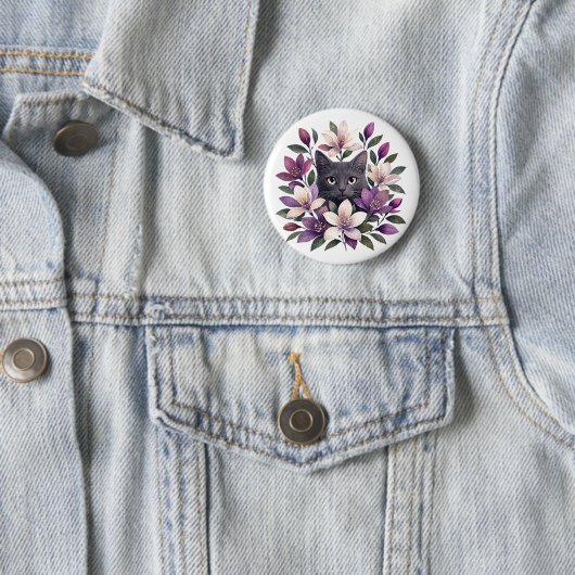 Katze mit Blumen Button (Beispiel)
