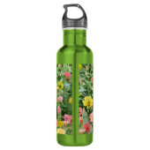 Katze mit Blumen Edelstahlflasche (Rückseite)