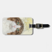 Katze mit Blumen-Hut Gepäckanhänger (Vorderseite horizontal)