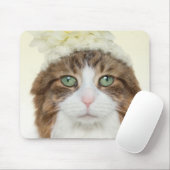 Katze mit Blumen-Hut Mousepad (Mit Mouse)