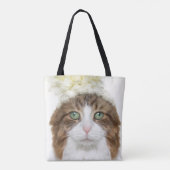 Katze mit Blumen-Hut Tasche (Rückseite)