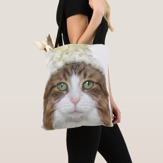 Katze mit Blumen-Hut Tasche (Von Nahem)