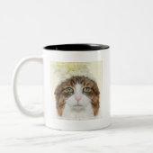 Katze mit Blumen-Hut Zweifarbige Tasse (Links)