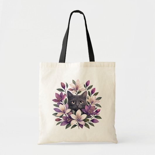 Katze mit Blumen Tragetasche (Vorne)