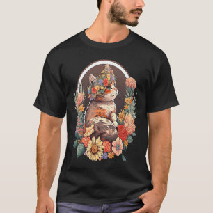 Katze mit Blumenkranz 5 T-Shirt