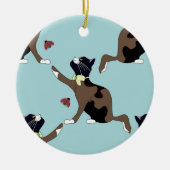 Katze mit Bogen fängt einen Ladybug. Keramik Ornament (Vorne)