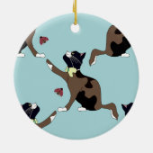 Katze mit Bogen fängt einen Ladybug. Keramik Ornament (Hinten)